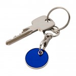 Llavero metálico con moneda para carro en distintos colores color azul segunda vista