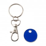 Llavero metálico con moneda para carro en distintos colores color azul tercera vista