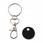 Llavero metálico con moneda para carro en distintos colores color negro tercera vista