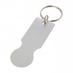 Llavero de aluminio reciclado de una pieza con moneda para carro color plateado