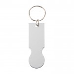 Llavero de aluminio reciclado de una pieza con moneda para carro color plateado segunda vista trasera