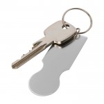 Llavero de aluminio reciclado de una pieza con moneda para carro color plateado segunda vista
