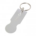 Llavero de aluminio reciclado de una pieza con moneda para carro color plateado vista impresa logo 2