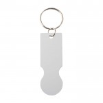 Llavero de aluminio reciclado de una pieza con moneda para carro color plateado segunda vista frontal