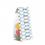 Bolsa de gominolas azucaradas con cartón personalizable 100g color transparente vista principal