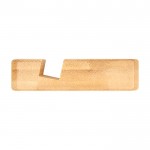 Soporte de bambú para teléfono con ángulo de visión ergonómico color madera vista lateral