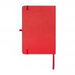 Libreta de papel reciclado con tapa dura A5 hojas a rayas color rojo segunda vista trasera