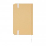 Libreta de tapa dura de papel reciclado con cinta A6 hojas lisas color blanco segunda vista trasera