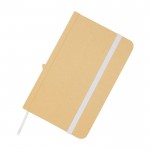 Libreta de tapa dura de papel reciclado con cinta A6 hojas lisas color blanco vista detalle 1