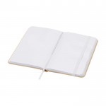 Libreta de tapa dura de papel reciclado con cinta A6 hojas lisas color blanco segunda vista