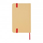 Libreta de tapa dura de papel reciclado con cinta A6 hojas lisas color rojo segunda vista trasera