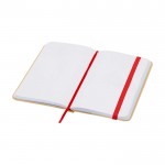Libreta de tapa dura de papel reciclado con cinta A6 hojas lisas color rojo segunda vista