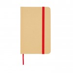 Libreta de tapa dura de papel reciclado con cinta A6 hojas lisas color rojo segunda vista frontal