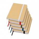 Libreta de tapa dura de papel reciclado con cinta A6 hojas lisas color azul marino segunda vista varios colores