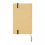 Libreta de tapa dura de papel reciclado con cinta A6 hojas lisas color verde oscuro segunda vista trasera
