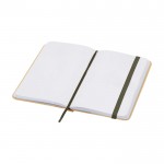 Libreta de tapa dura de papel reciclado con cinta A6 hojas lisas color verde oscuro segunda vista