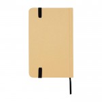 Libreta de tapa dura de papel reciclado con cinta A6 hojas lisas color negro segunda vista trasera