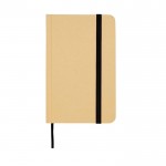 Libreta de tapa dura de papel reciclado con cinta A6 hojas lisas color negro segunda vista frontal