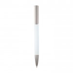 Bolígrafo de aluminio reciclado con clip de plástico tinta negra color blanco