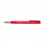 Bolígrafo de aluminio reciclado con clip de plástico tinta negra color rojo vista impresa logo 2