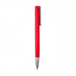Bolígrafo de aluminio reciclado con clip de plástico tinta negra color rojo segunda vista lateral