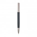 Bolígrafo de aluminio reciclado con clip de plástico tinta negra color gris oscuro