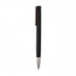 Bolígrafo de aluminio reciclado con clip de plástico tinta negra color negro vista lateral