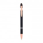 Bolígrafo de aluminio reciclado con acabado en oro rosa tinta negra color negro