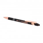 Bolígrafo de aluminio reciclado con acabado en oro rosa tinta negra color negro cuarta vista