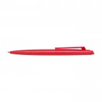 Bolígrafo de plástico reciclado con diseño minimalista tinta azul color rojo segunda vista frontal