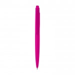 Bolígrafo de plástico reciclado con diseño minimalista tinta azul color fucsia