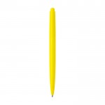 Bolígrafo de plástico reciclado con diseño minimalista tinta azul color amarillo segunda vista trasera