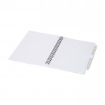 Libreta de plástico reciclado con bolígrafo con soporte tinta azul color blanco segunda vista