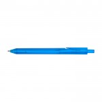 Libreta de plástico reciclado con bolígrafo con soporte tinta azul color azul tercera vista frontal