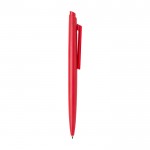 Bolígrafo de plástico reciclado con diseño minimalista tinta negra color rojo segunda vista lateral