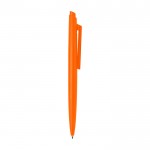 Bolígrafo de plástico reciclado con diseño minimalista tinta negra color naranja segunda vista lateral