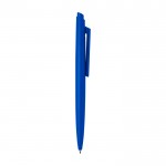 Bolígrafo de plástico reciclado con diseño minimalista tinta negra color azul real segunda vista lateral