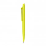 Bolígrafo de plástico reciclado con diseño minimalista tinta negra color verde lima vista lateral