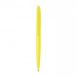 Bolígrafo de plástico reciclado con diseño minimalista tinta negra color amarillo