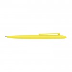 Bolígrafo de plástico reciclado con diseño minimalista tinta negra color amarillo segunda vista frontal