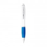 Bolígrafo barato para promocionar tu marca color azul claro segunda vista frontal