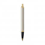 Bolígrafo bicolor con acabados dorados color plateado vista trasera