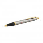 Bolígrafo bicolor con acabados dorados color plateado con logo