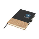 Elegantes libretas con tapas de corcho color negro con logo