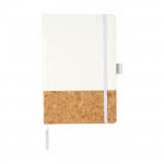 Elegantes libretas con tapas de corcho color blanco vista delantera