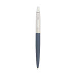 Bolígrafo mate con acabados cromados color azul vista delantera