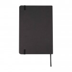 Libreta de tapa dura y papel de piedra A5 hojas a rayas color negro segunda vista trasera