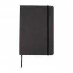 Libreta de tapa dura y papel de piedra A5 hojas a rayas color negro segunda vista frontal