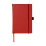 Libreta publicitaria con papel de color crema color rojo segunda vista frontal