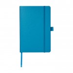 Libreta publicitaria con papel de color crema color azul claro segunda vista frontal
